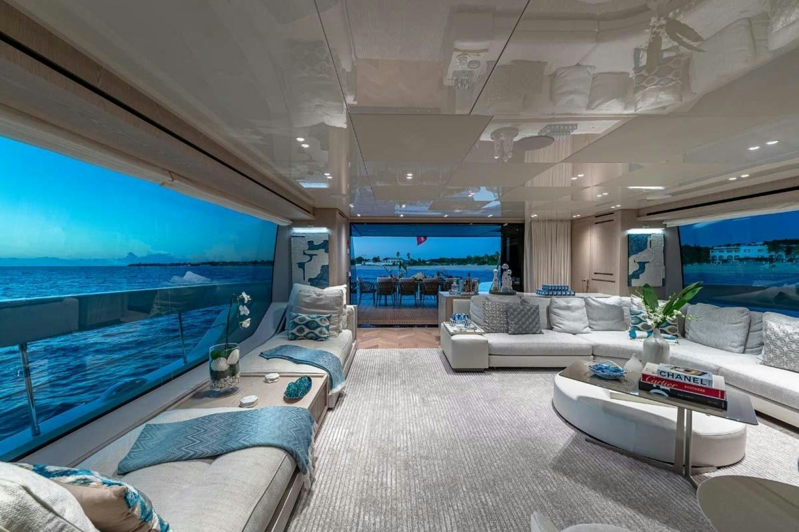 a large living room with a large window aboard ANOTHER ONE Yacht for Sale