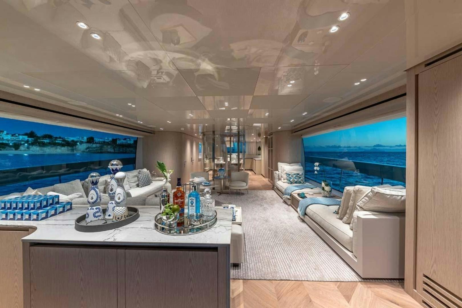 a room with a large screen aboard ANOTHER ONE Yacht for Sale