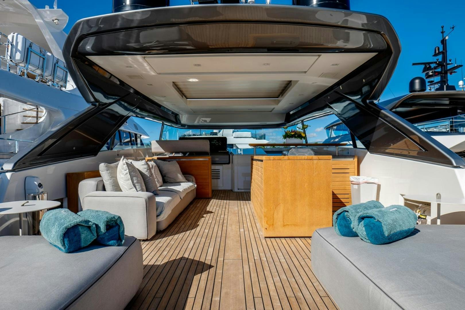 a boat in a large room aboard QUARANTENA Yacht for Sale