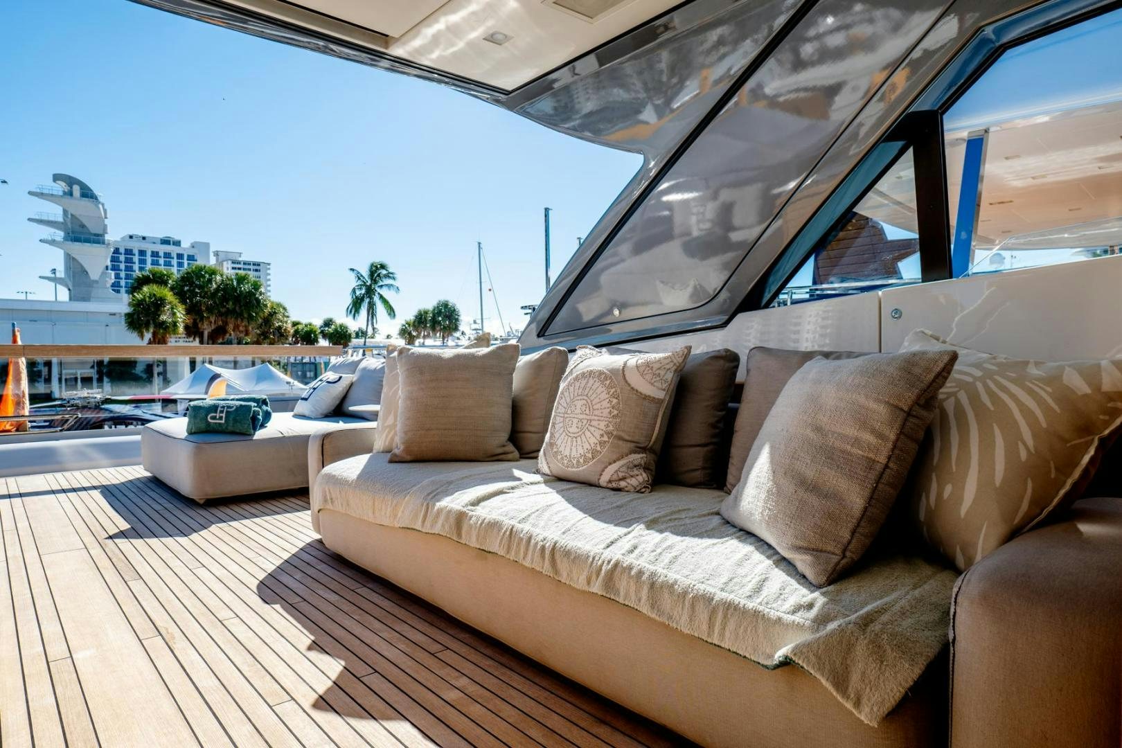 a couch on a deck aboard QUARANTENA Yacht for Sale