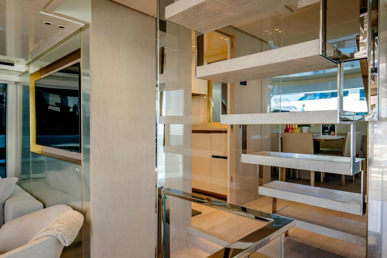 a room with a bed and a desk aboard QUARANTENA Yacht for Sale