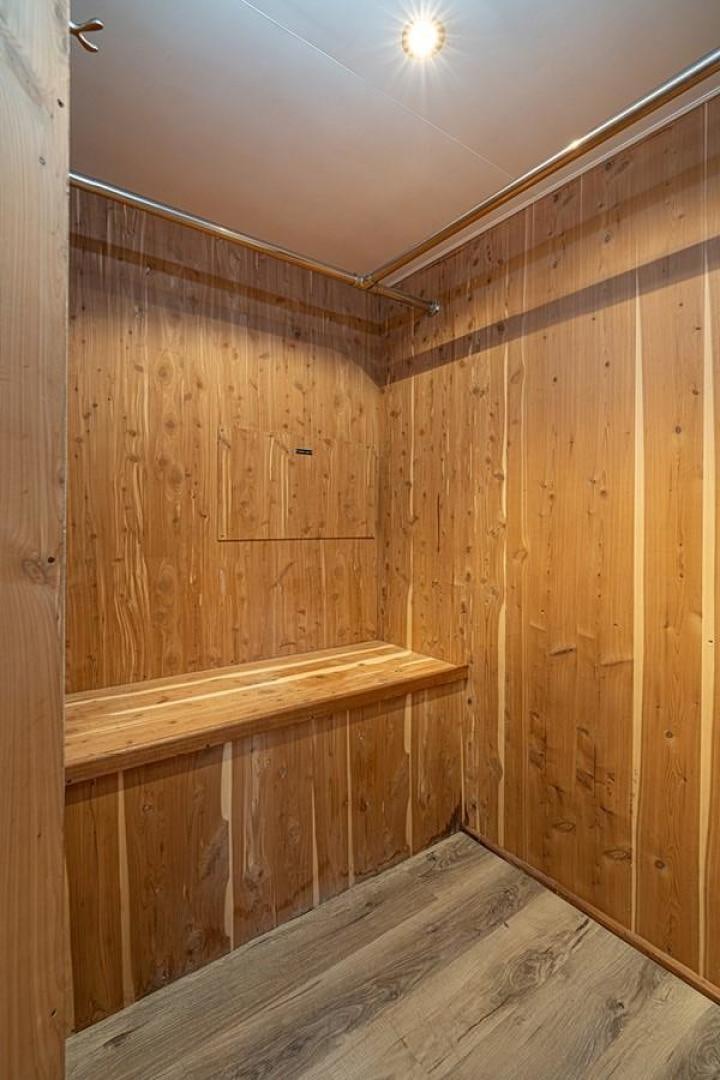 a wooden room with wooden walls aboard TUFF LIFE IV Yacht for Sale