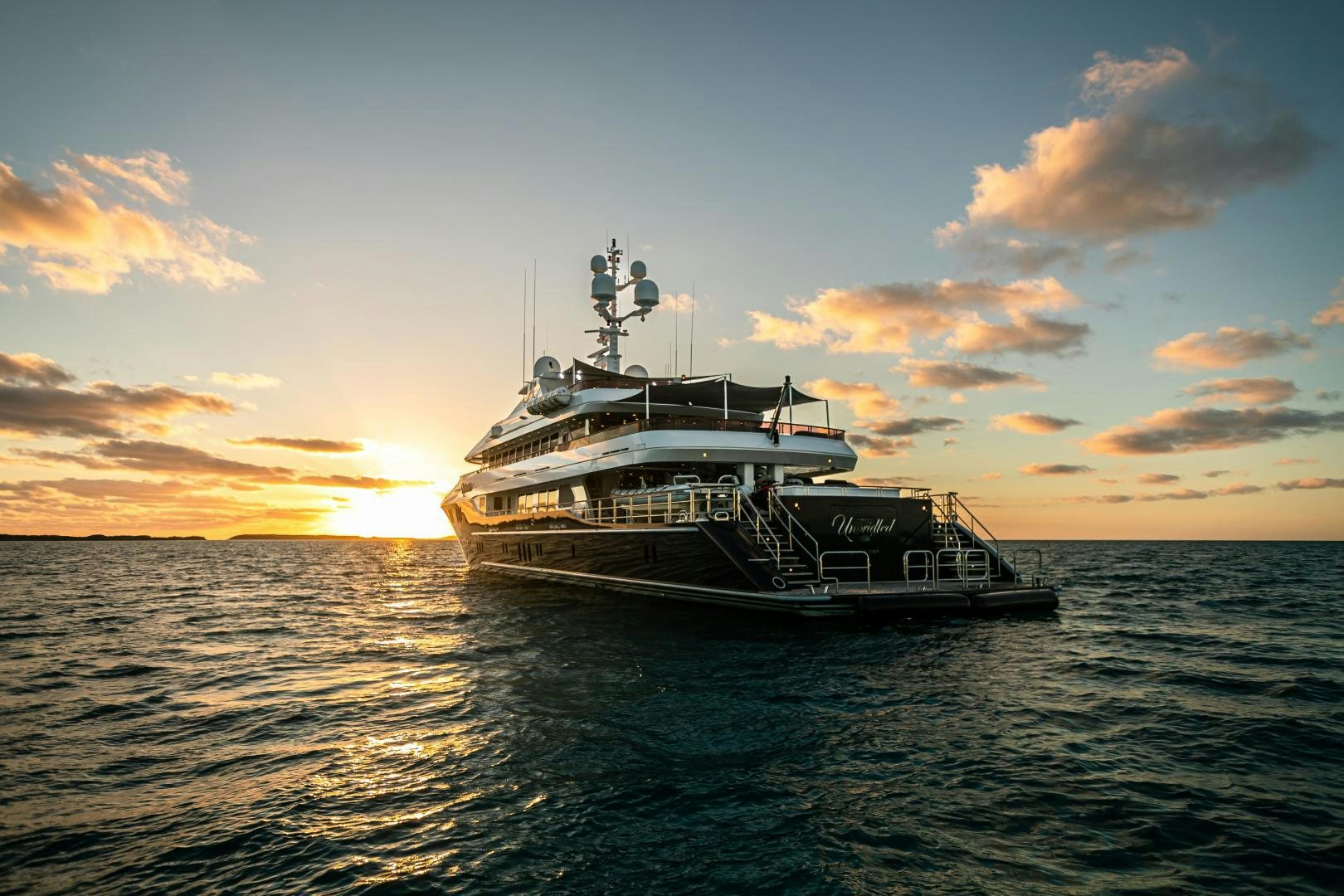 a boat in the water aboard UNBRIDLED Yacht for Sale