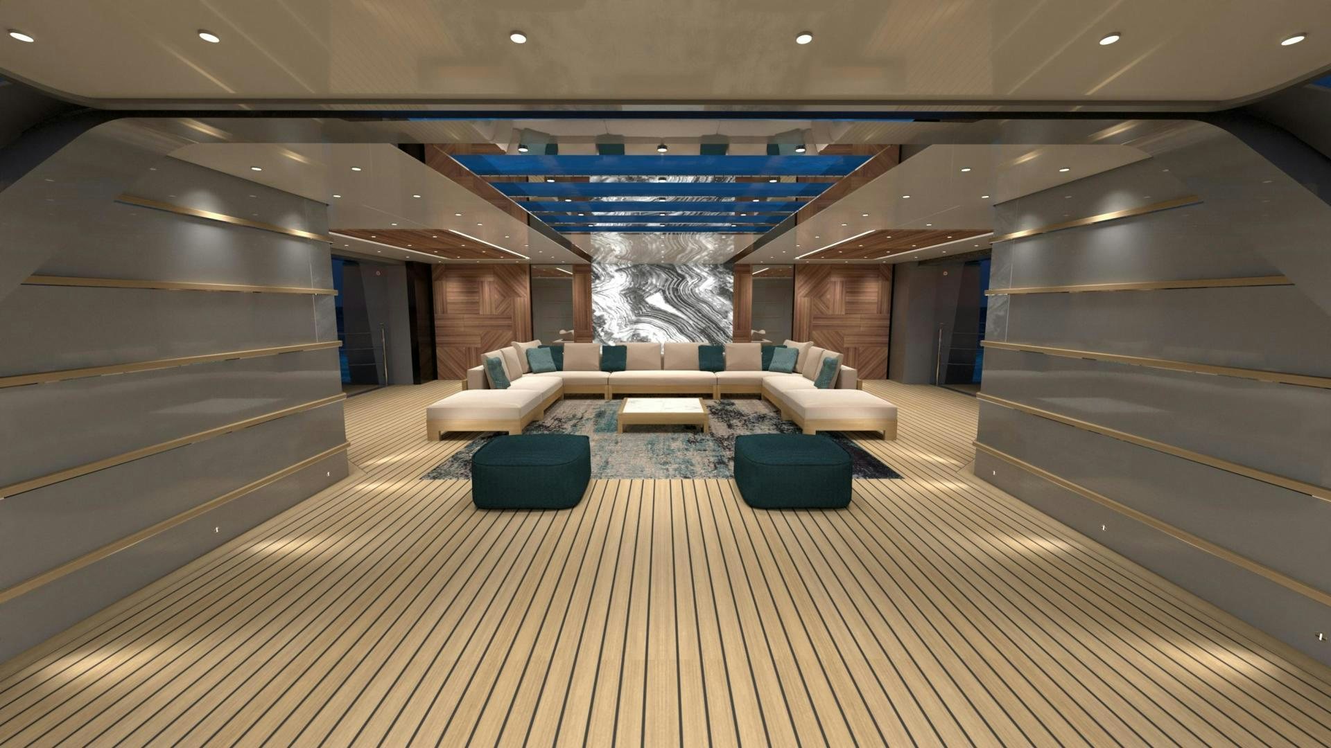 a large room with a pool table aboard WIDER 210 Yacht for Sale