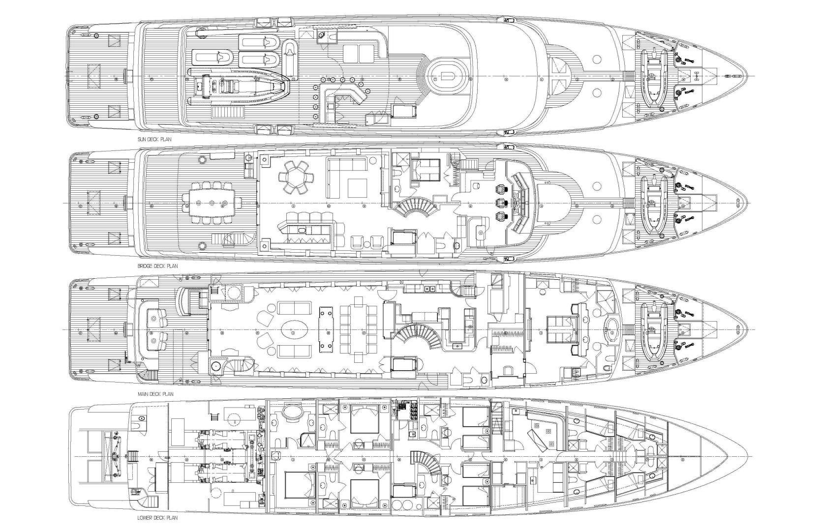 diagram, engineering drawing aboard CASINO ROYALE Yacht for Sale