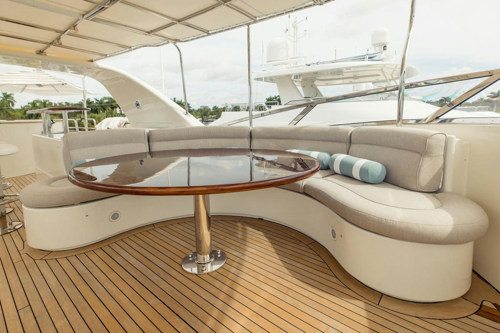 a boat on a deck aboard MAMMA MIA Yacht for Sale