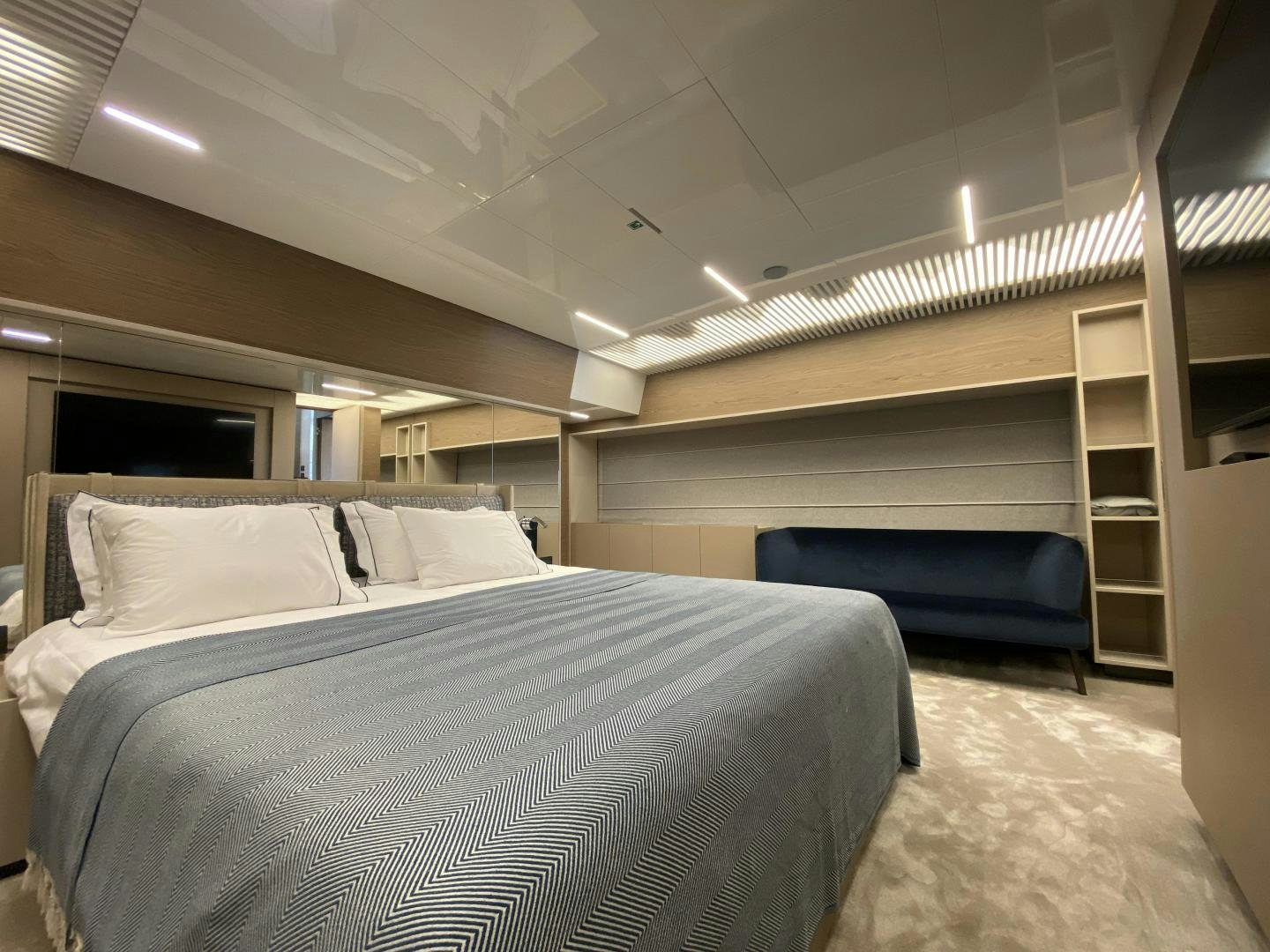 a room with two beds aboard M/Y SUNRISE Yacht for Sale