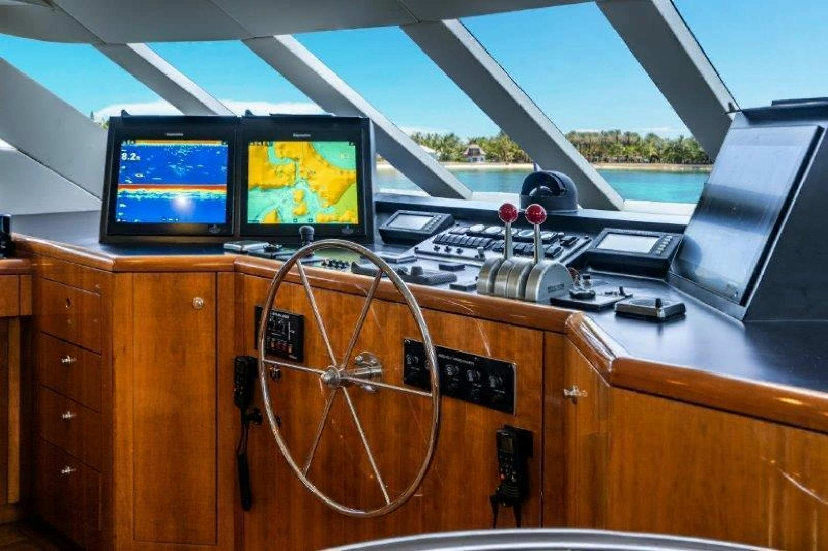 a control panel with a fan and monitors aboard TIE BREAKER Yacht for Sale
