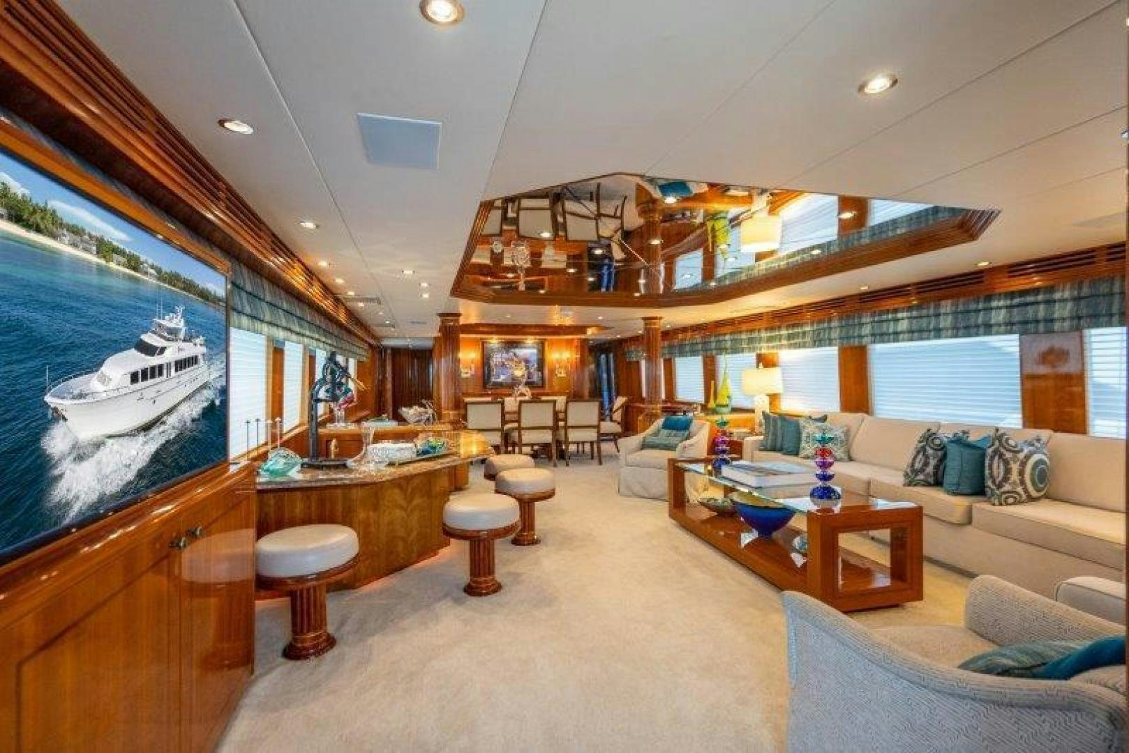 a living room with a large window aboard TIE BREAKER Yacht for Sale