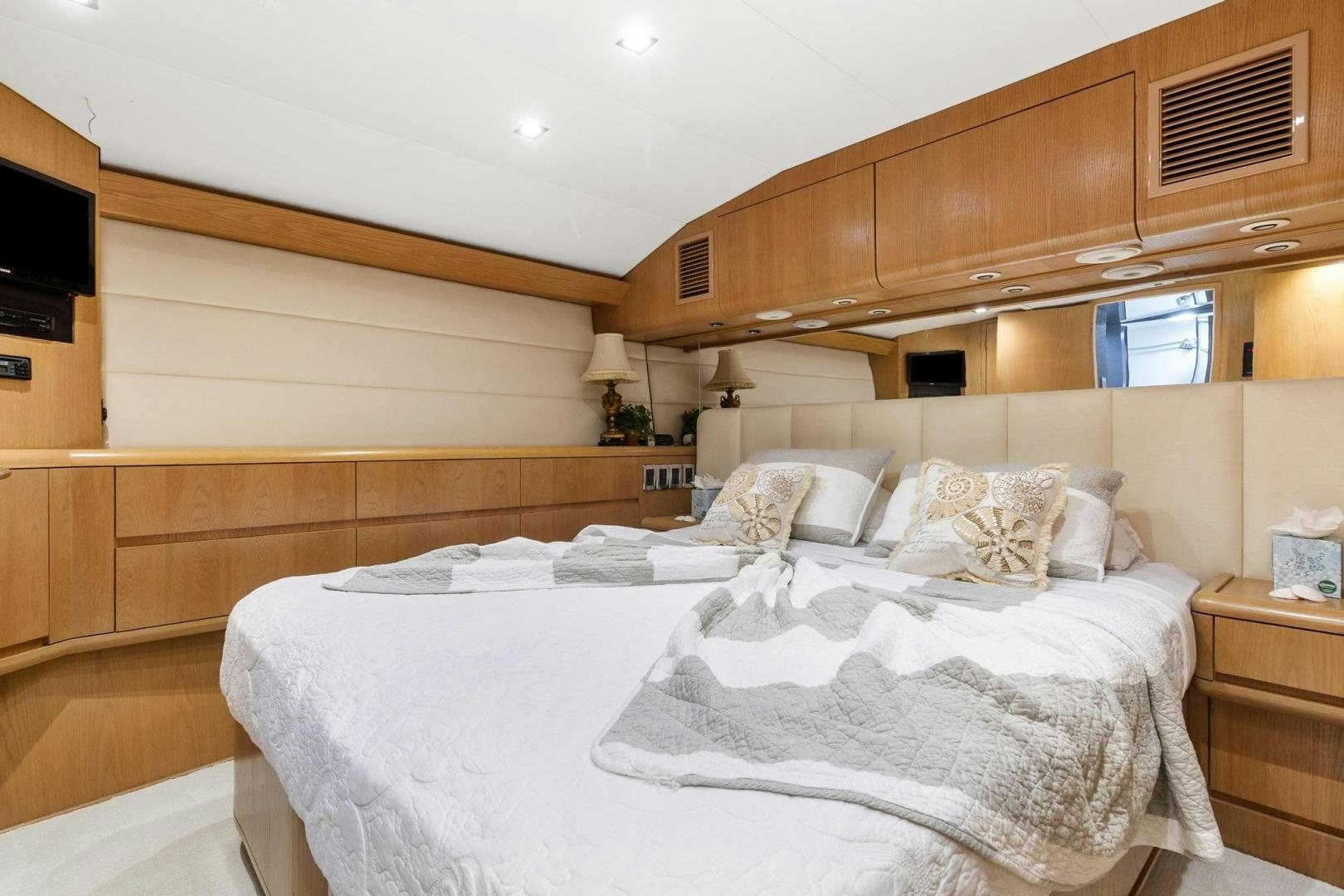 a room with two beds aboard BELLISSIMA Yacht for Sale
