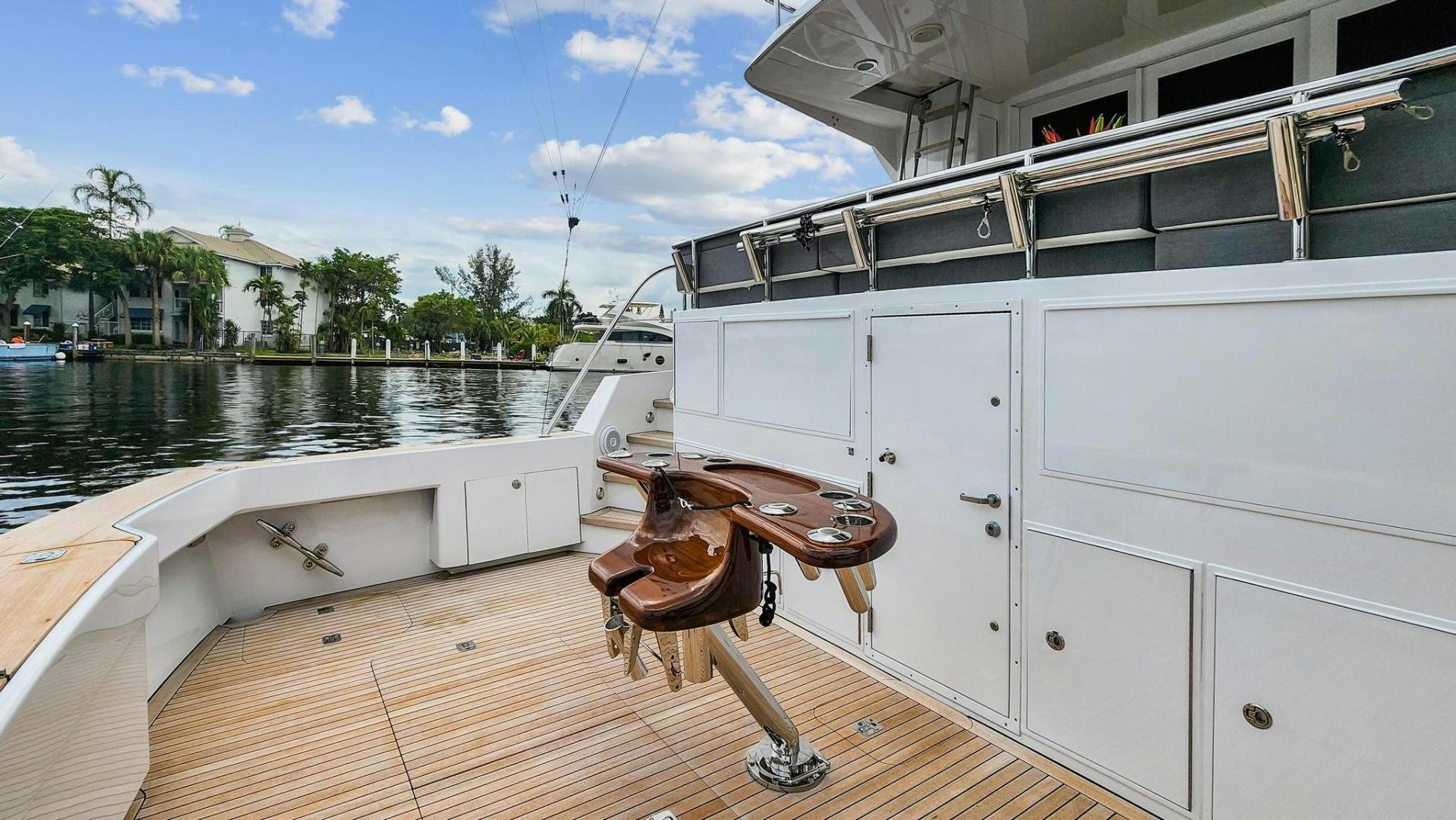 a wooden boat on a dock aboard BELLISSIMA Yacht for Sale