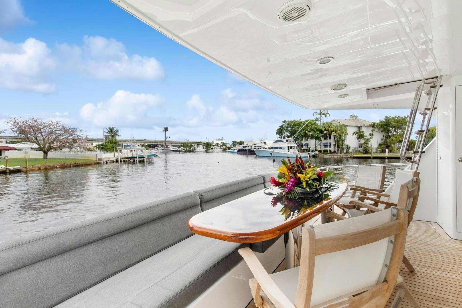 a table on a boat aboard BELLISSIMA Yacht for Sale