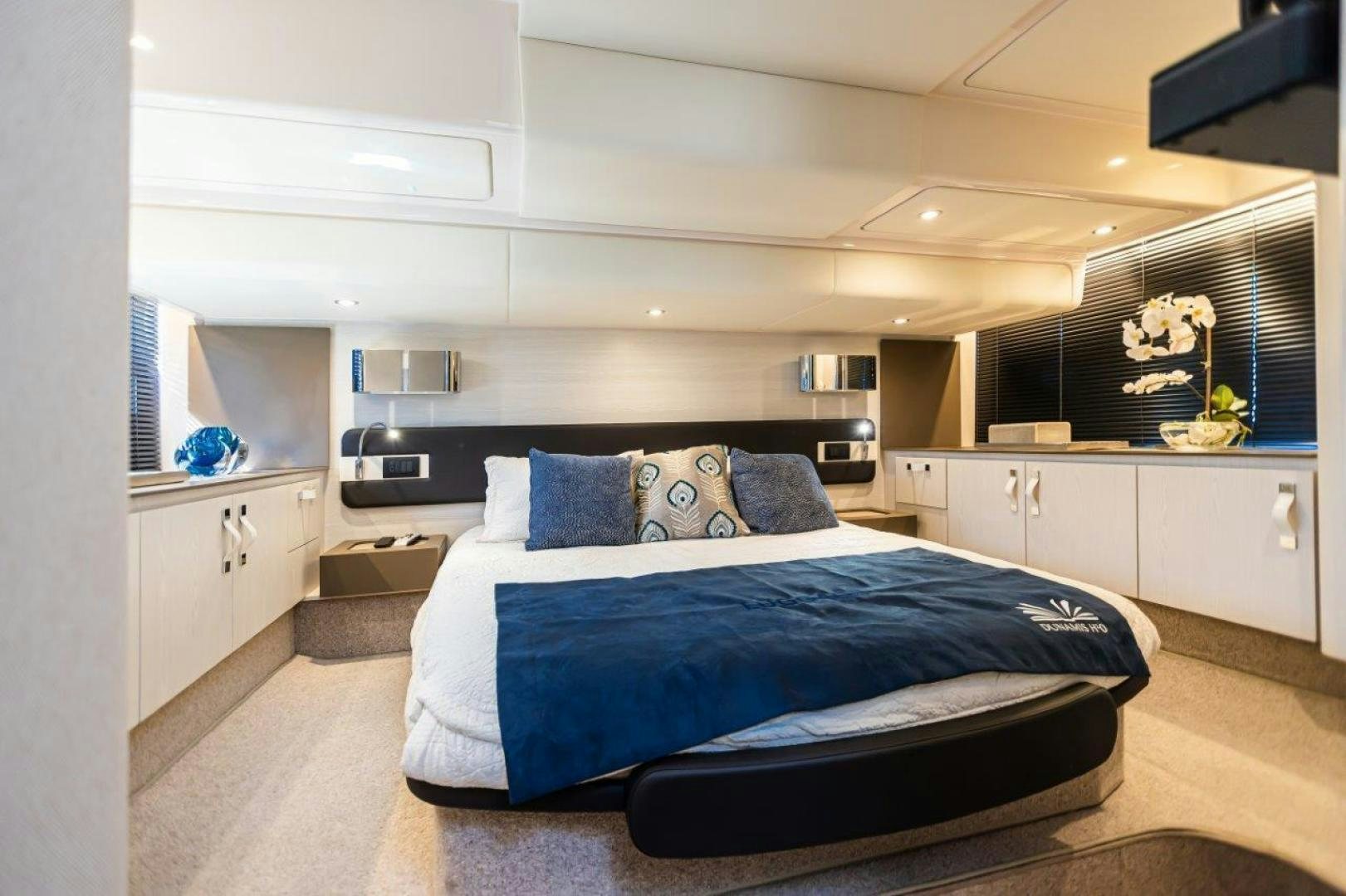 a bed in a room aboard BLESSED Yacht for Sale