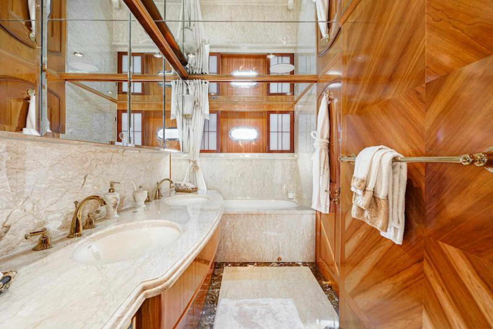 a bathroom with a sink and a shower aboard ALMOST THERE Yacht for Sale