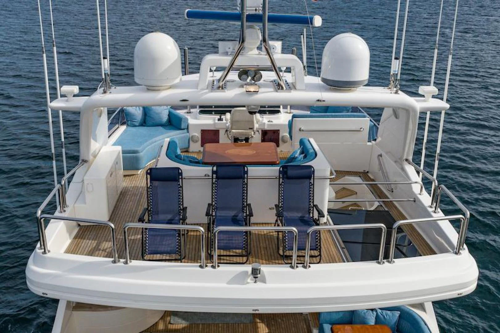 a boat with chairs on it aboard ALMOST THERE Yacht for Sale