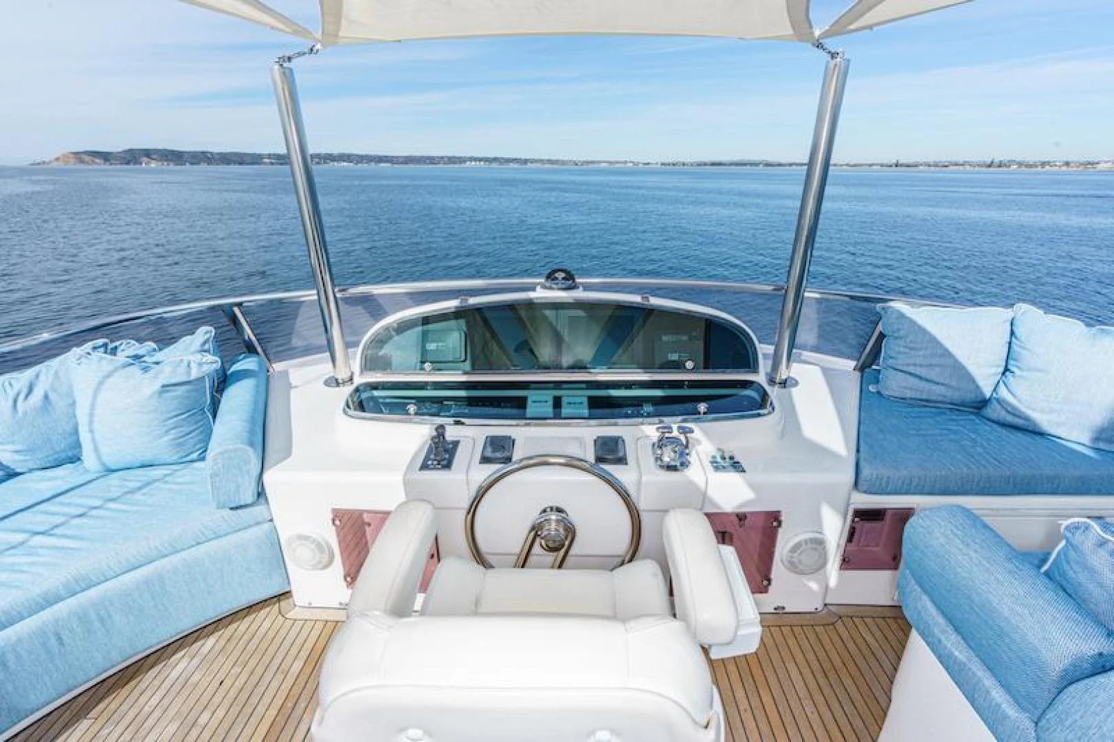 a boat with a convertible top aboard ALMOST THERE Yacht for Sale