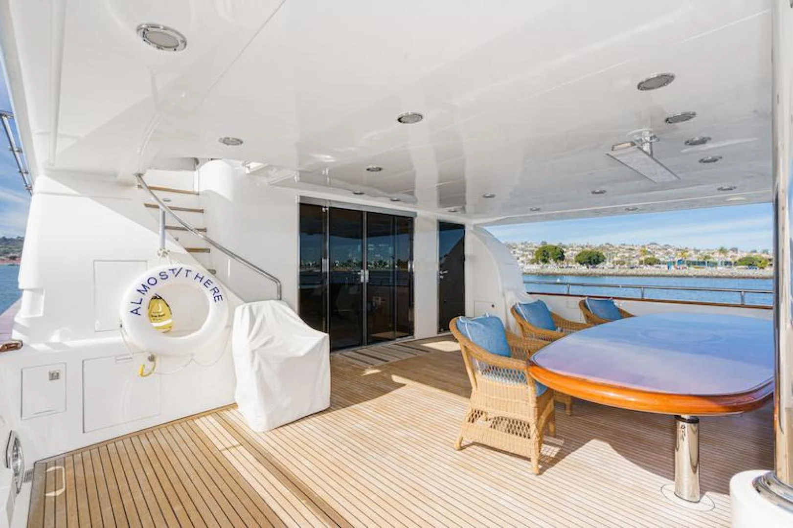 a room with a table and chairs aboard ALMOST THERE Yacht for Sale