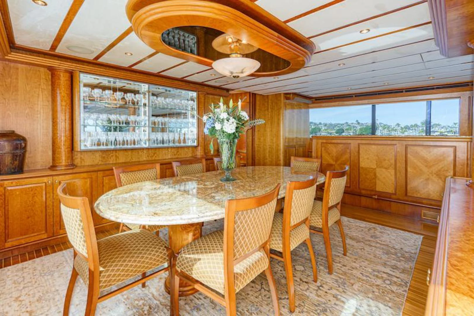 a dining room with a table and chairs aboard ALMOST THERE Yacht for Sale