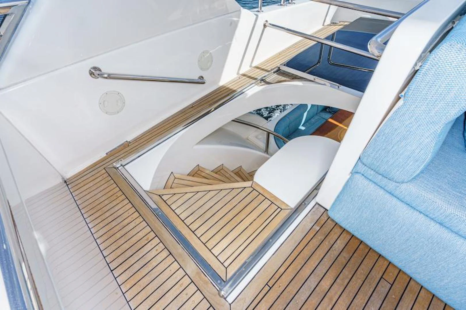 a white car with a door open aboard ALMOST THERE Yacht for Sale