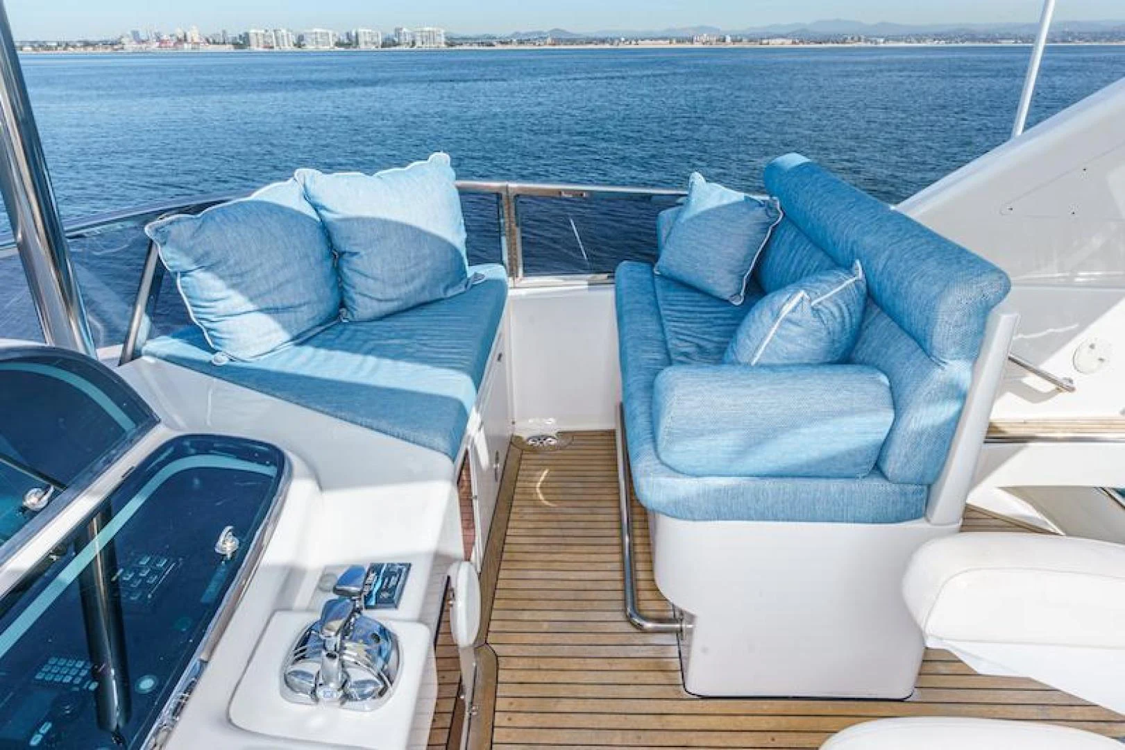 a boat with blue pillows aboard ALMOST THERE Yacht for Sale