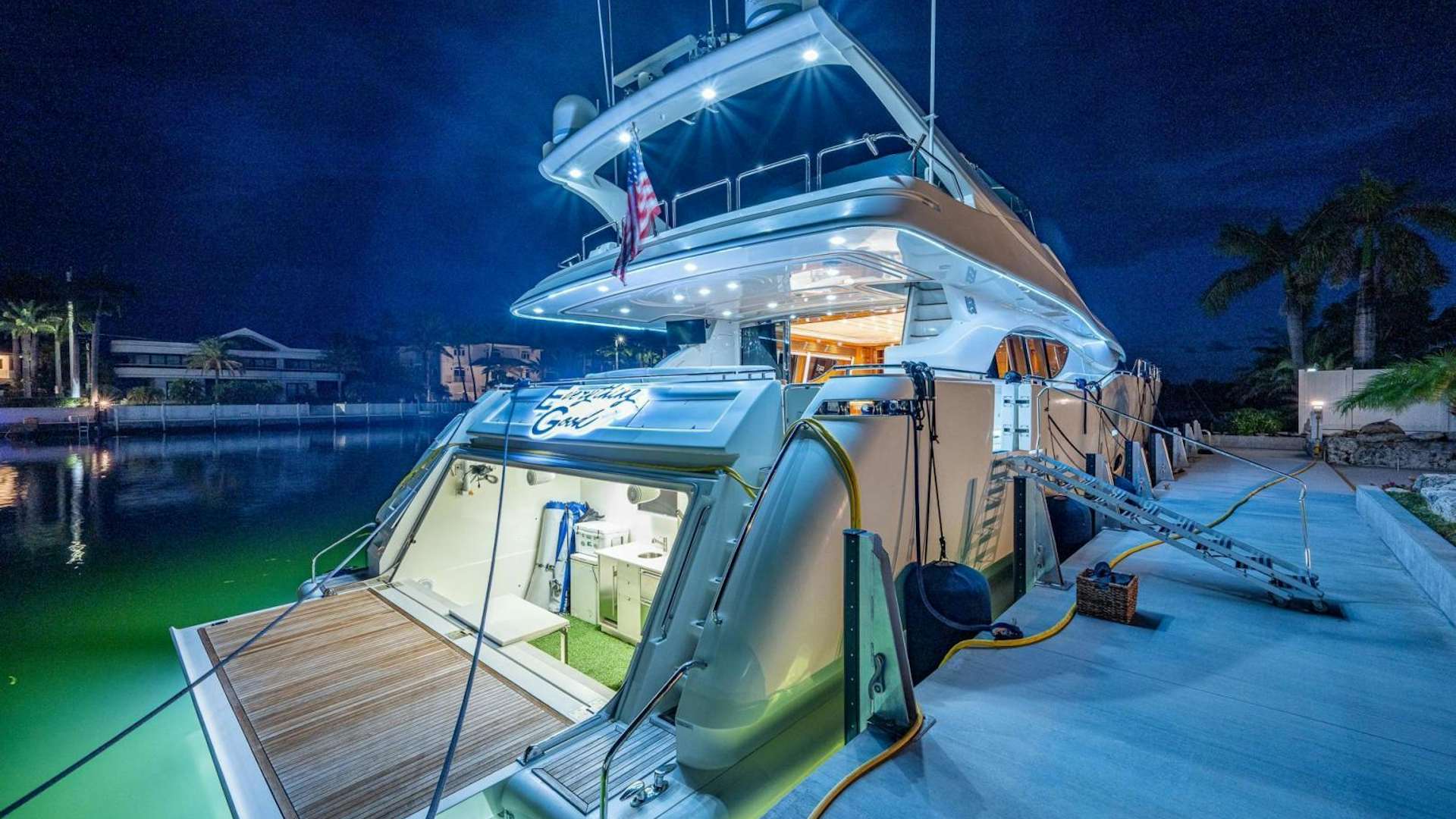 a boat on a beach aboard EVERYTHING GOOD Yacht for Sale