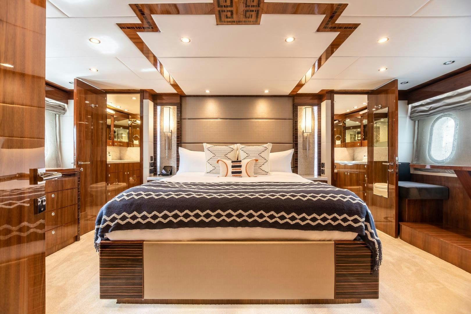 a bed in a room aboard CUTTING EDGE Yacht for Sale