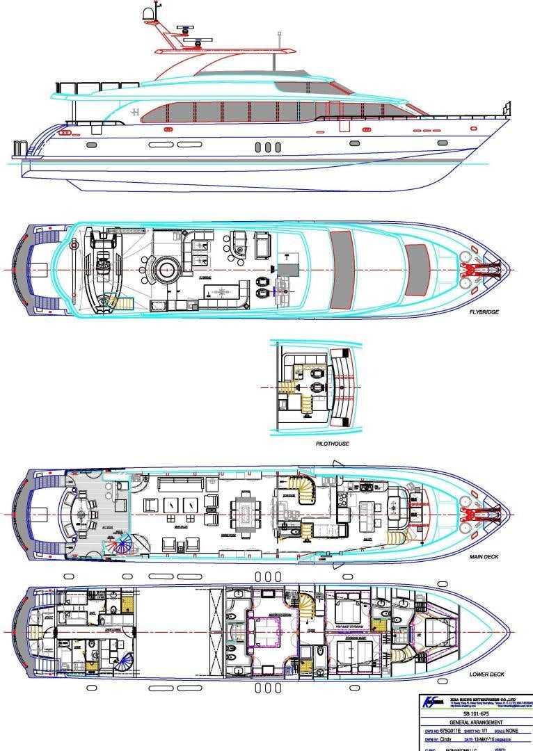diagram, engineering drawing aboard CUTTING EDGE Yacht for Sale