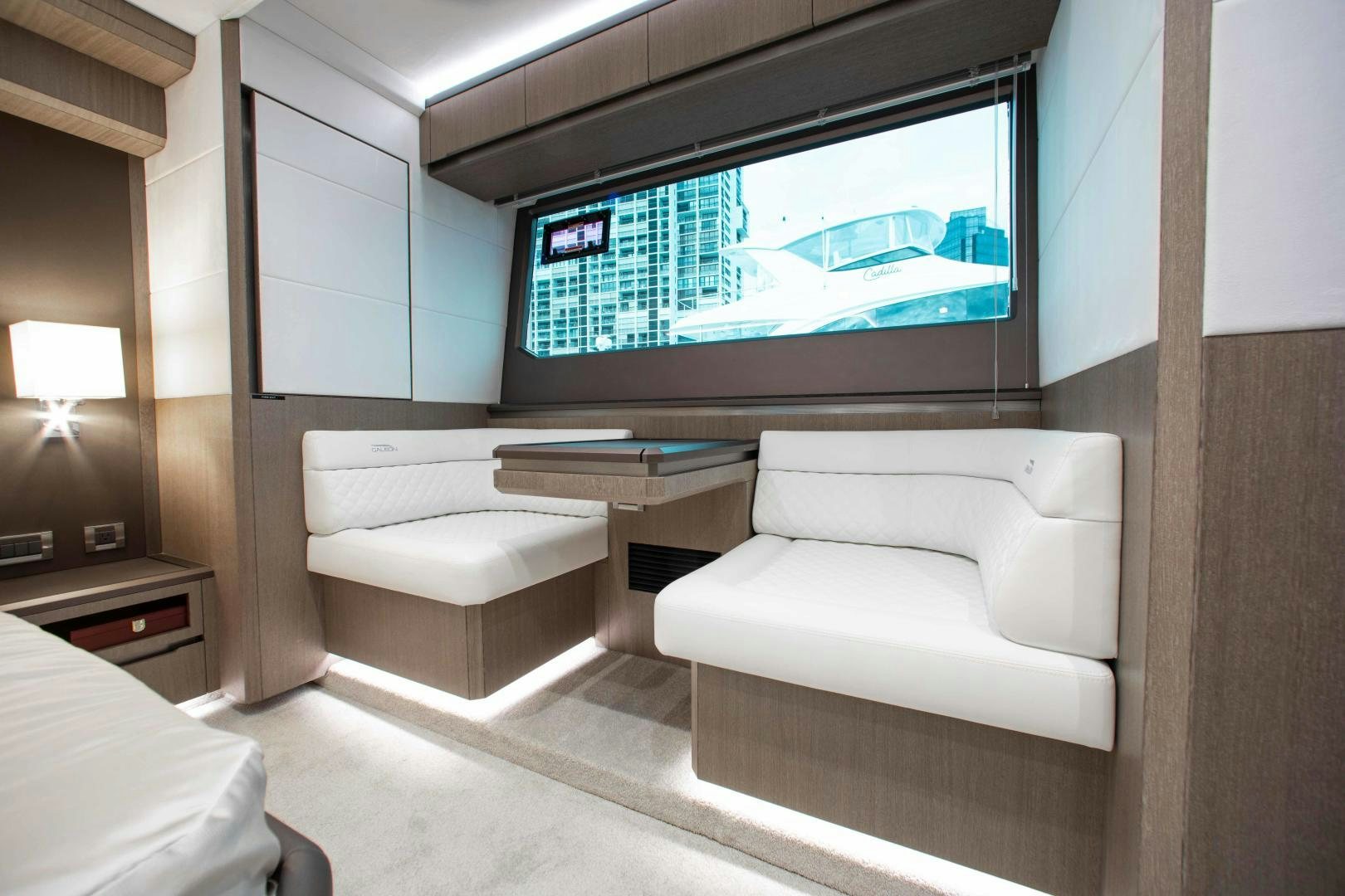 a room with a couch and a tv aboard LYLA BEE Yacht for Sale