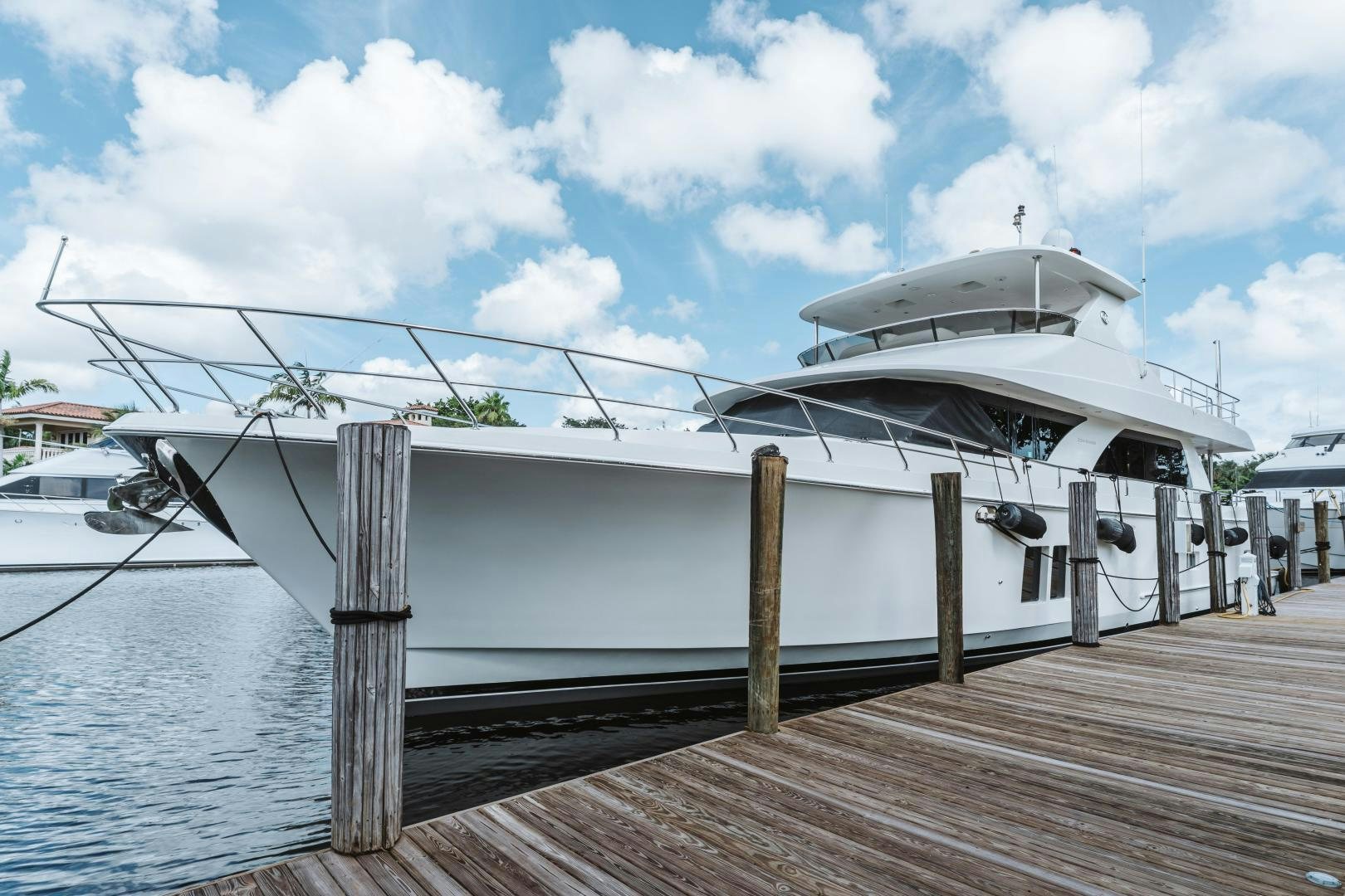 a boat docked at a pier aboard SKULLDUGGERY Yacht for Sale