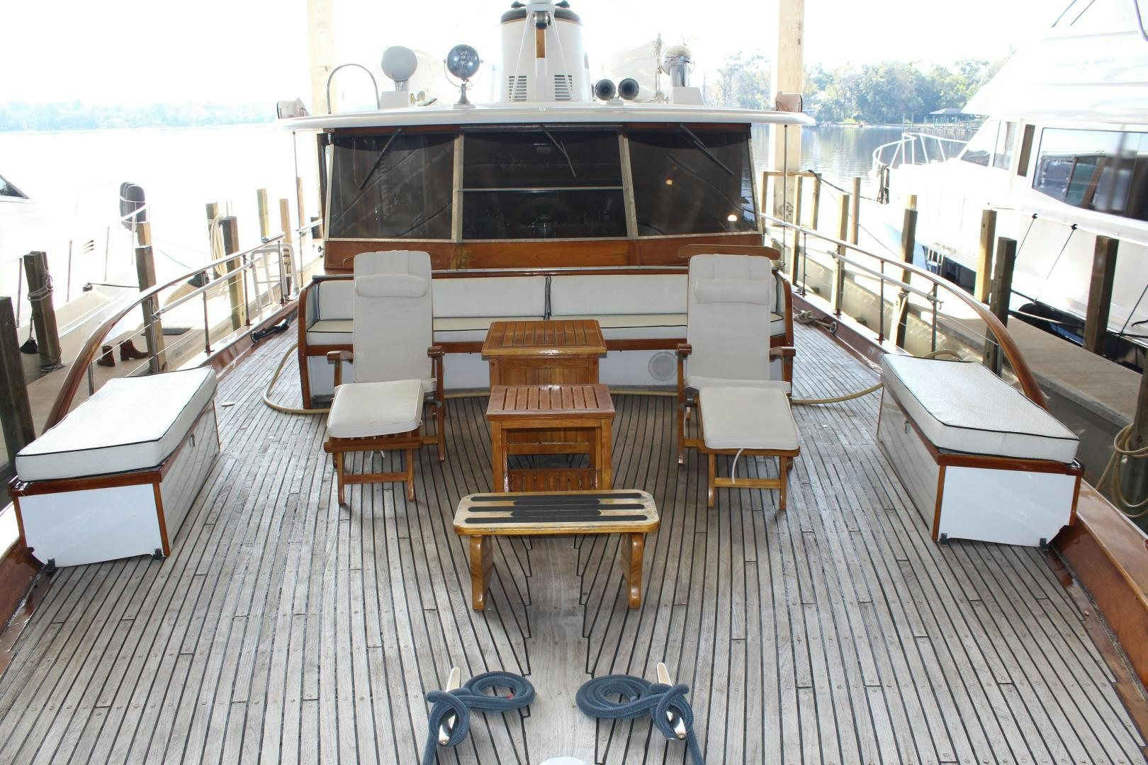a boat on a deck aboard AMERICA Yacht for Sale