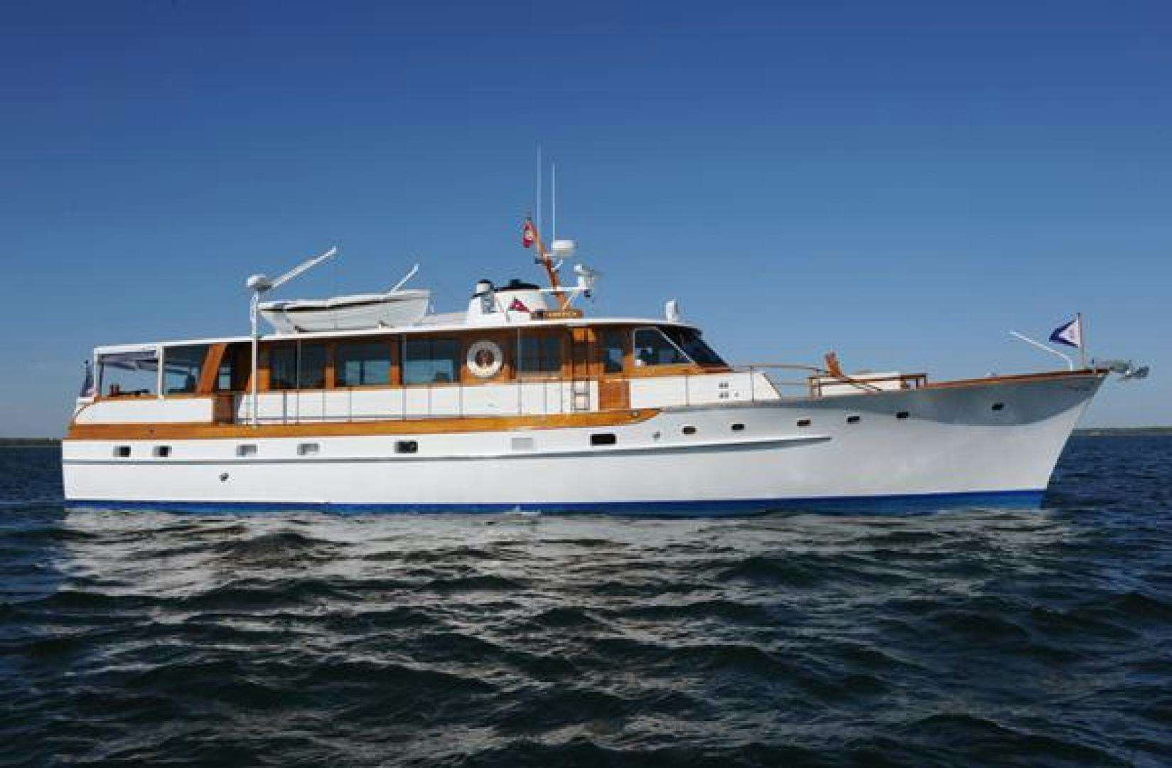 a boat in the water aboard AMERICA Yacht for Sale