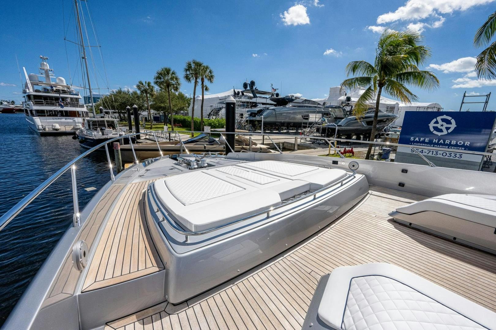 a group of boats in a harbor aboard LISOLO Yacht for Sale