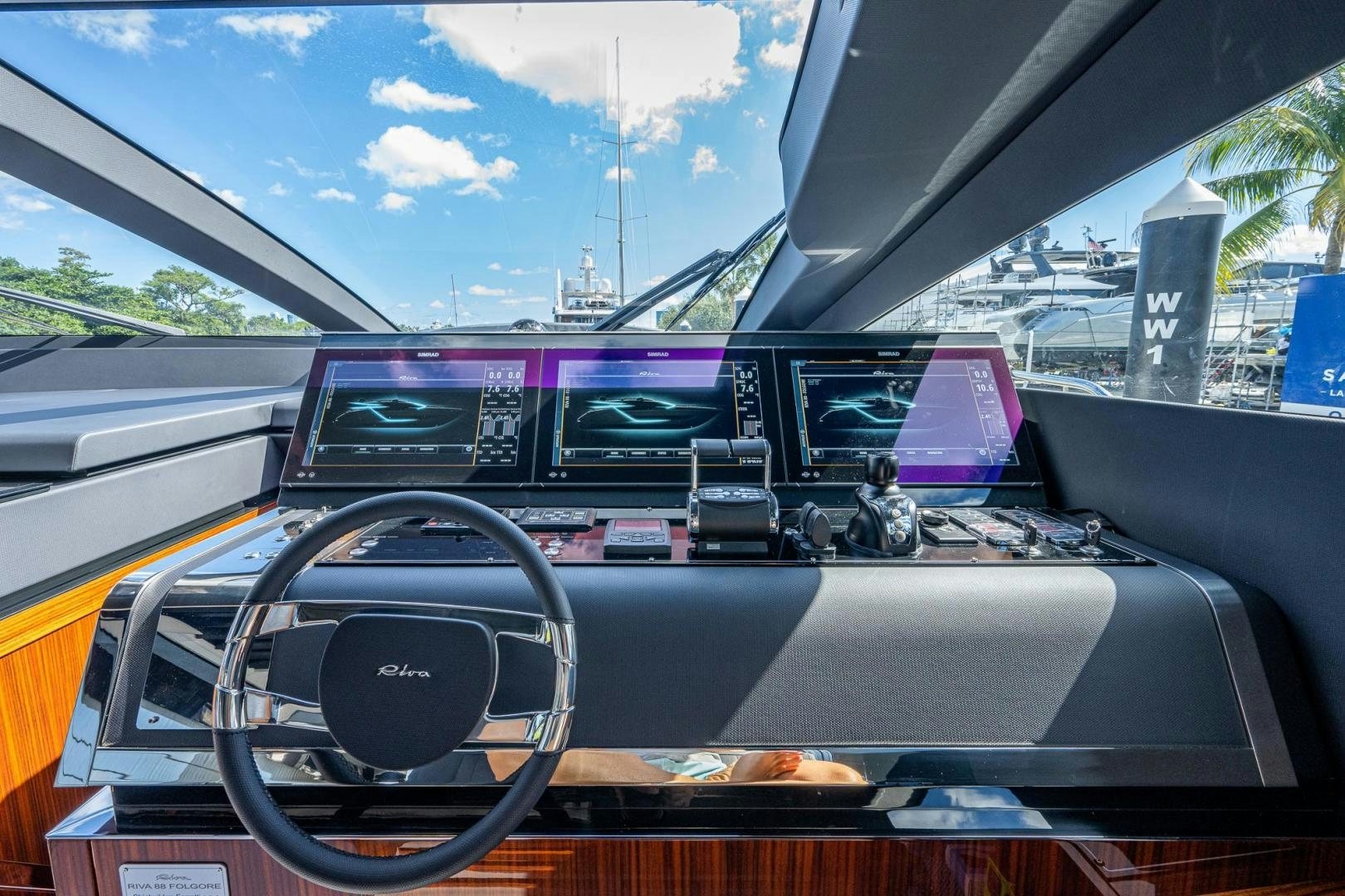 the inside of a car aboard LISOLO Yacht for Sale