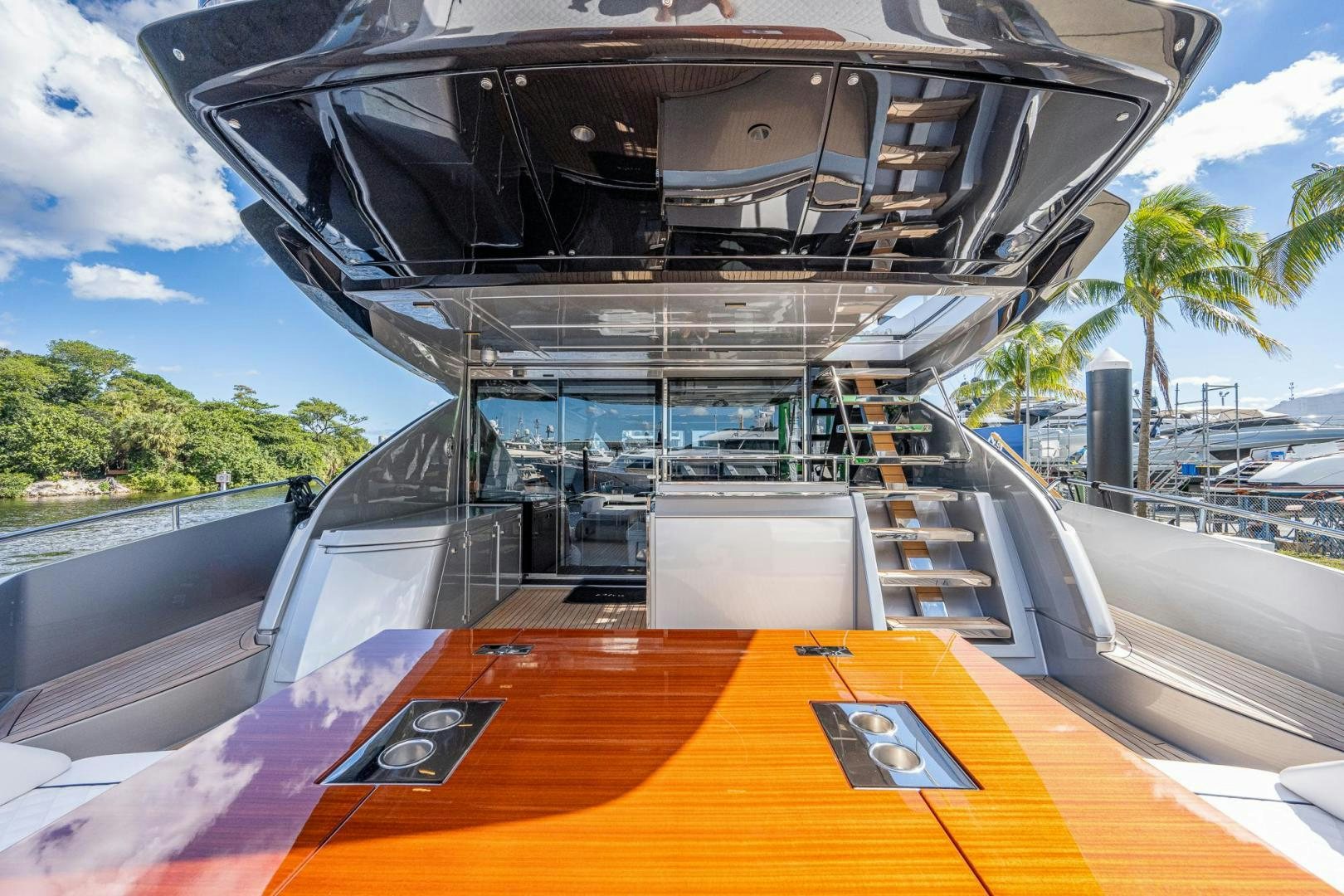 a deck with a deck and a pool aboard LISOLO Yacht for Sale