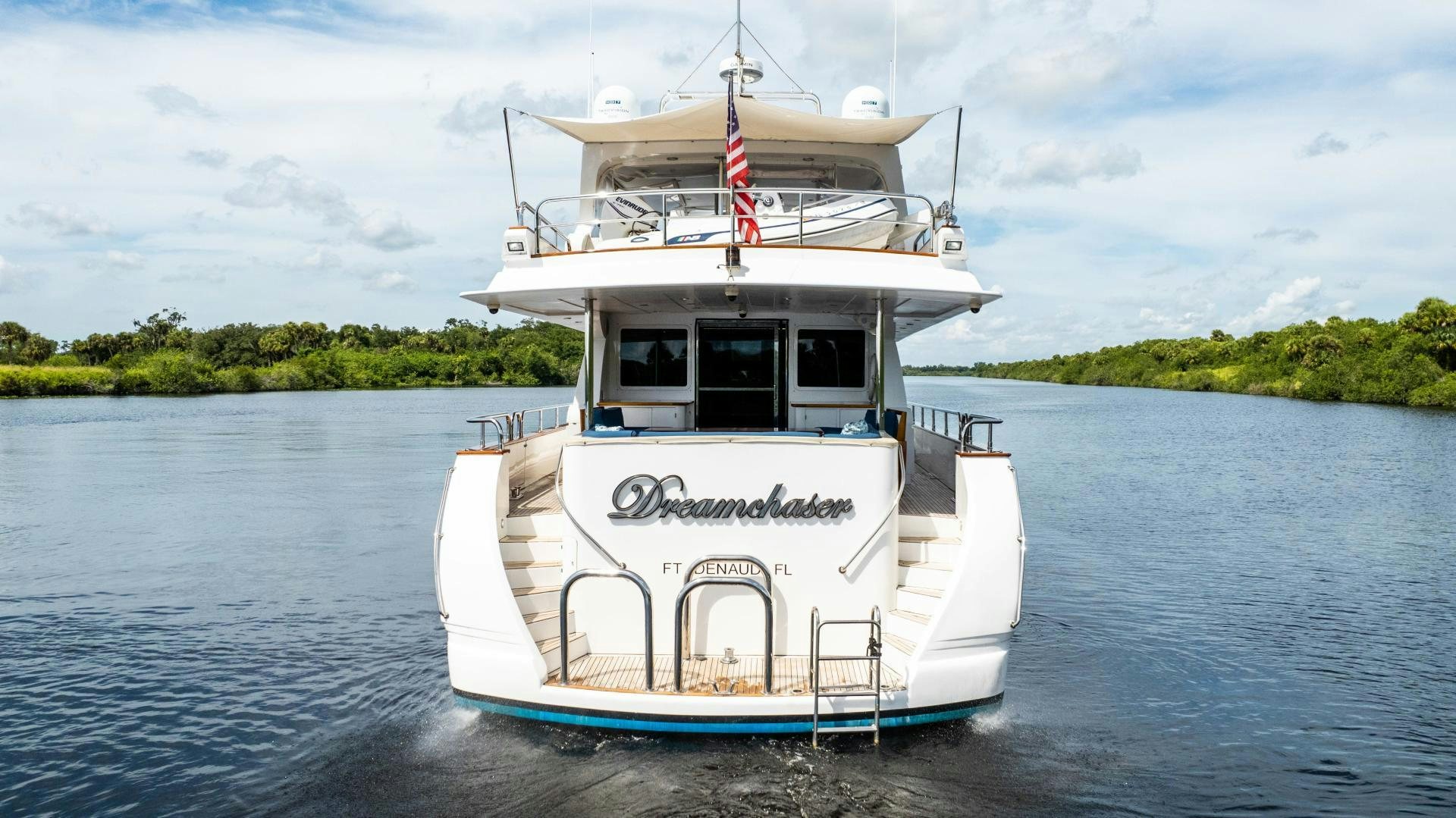 a boat on the water aboard DREAMCHASER Yacht for Sale