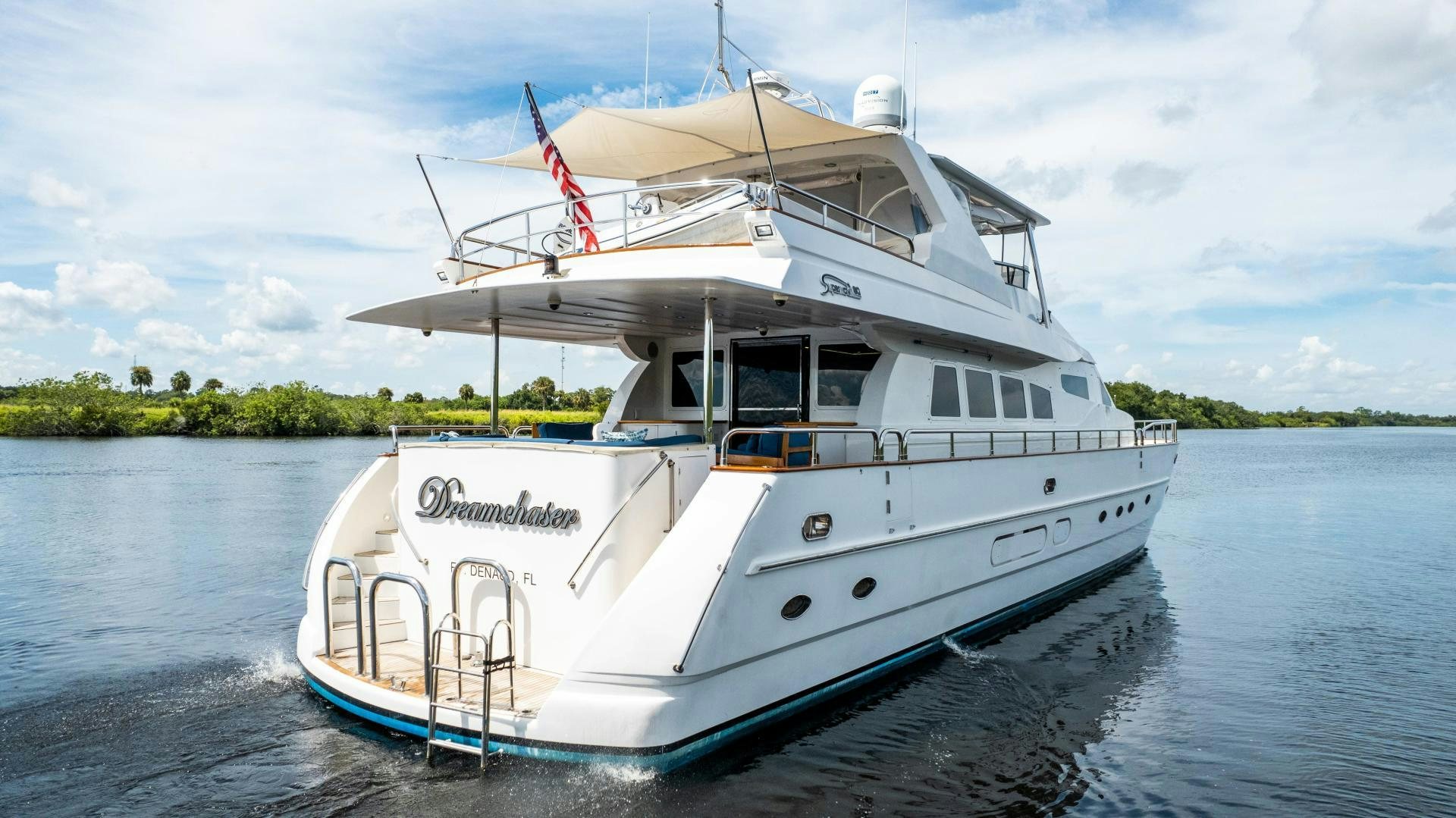 a boat on the water aboard DREAMCHASER Yacht for Sale