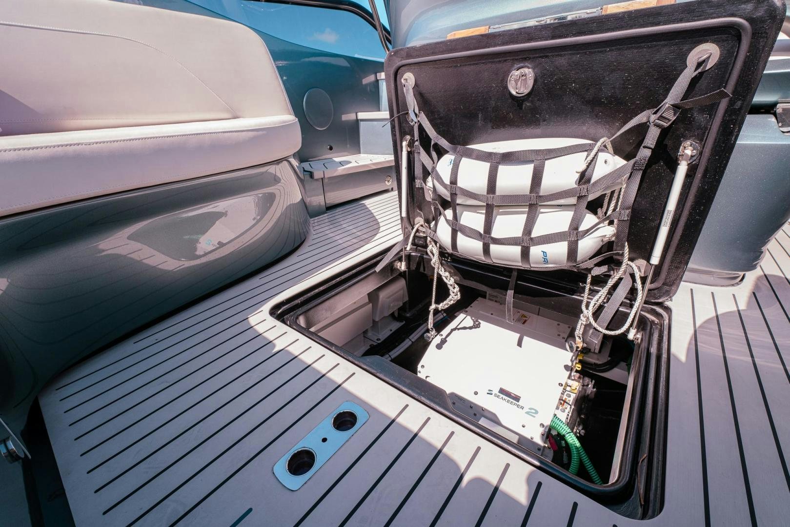 the front of a car with a hood open aboard PR35 Yacht for Sale
