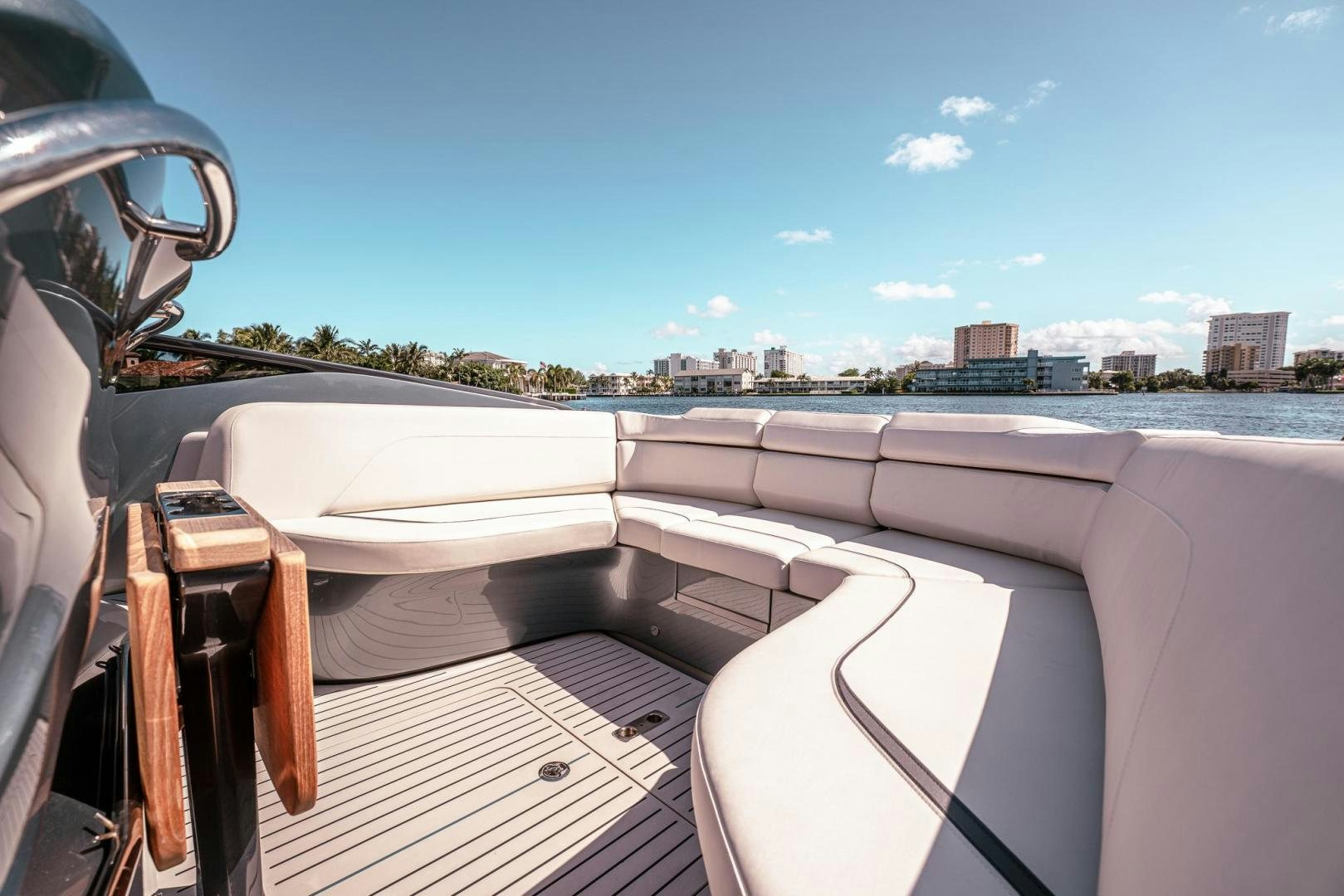 the inside of a car aboard PR35 Yacht for Sale