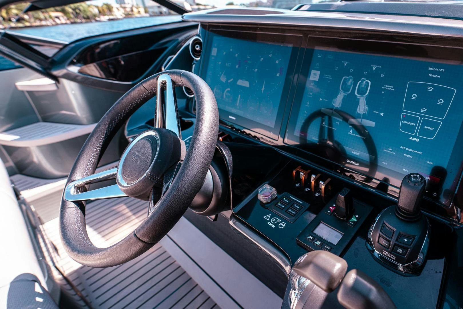 the interior of a car aboard PR35 Yacht for Sale