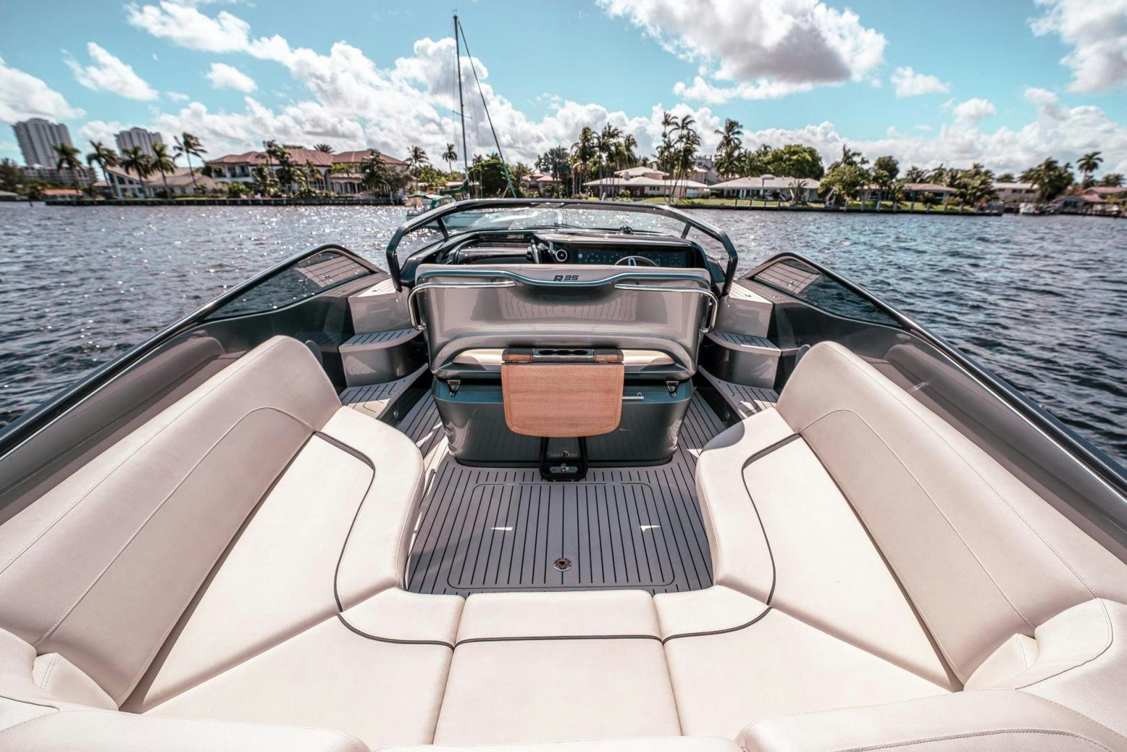 a boat with a steering wheel aboard PR35 Yacht for Sale