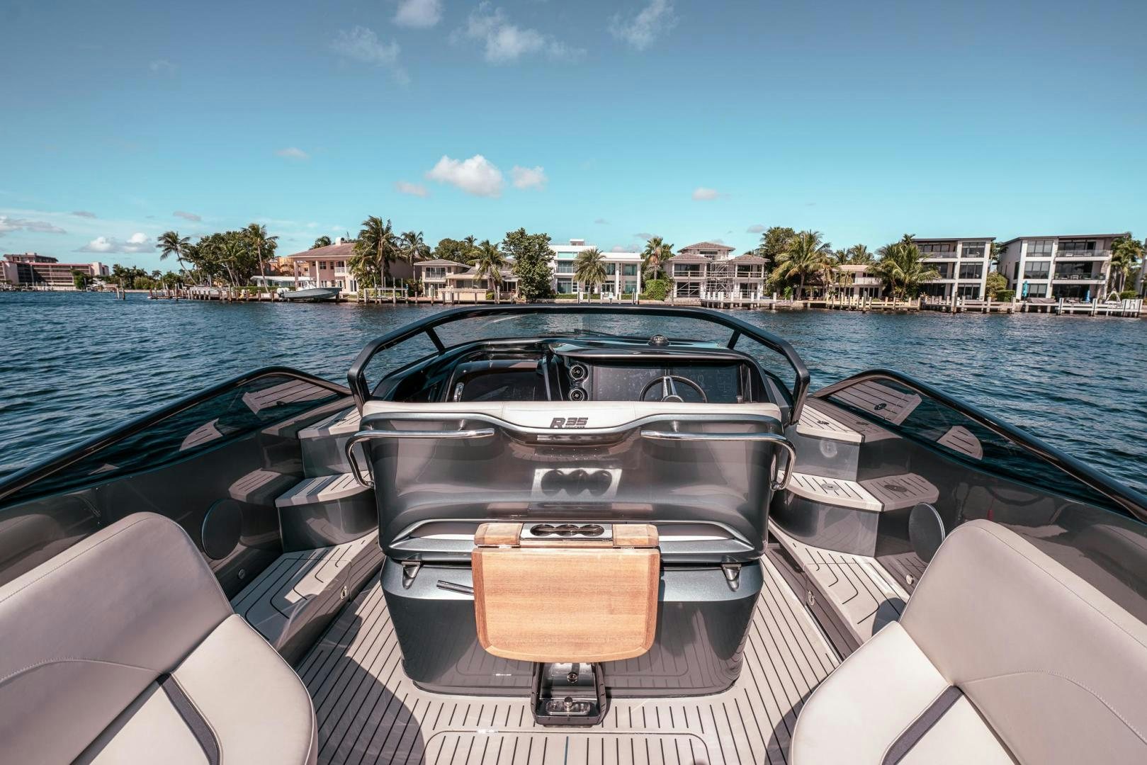 the inside of a car aboard PR35 Yacht for Sale
