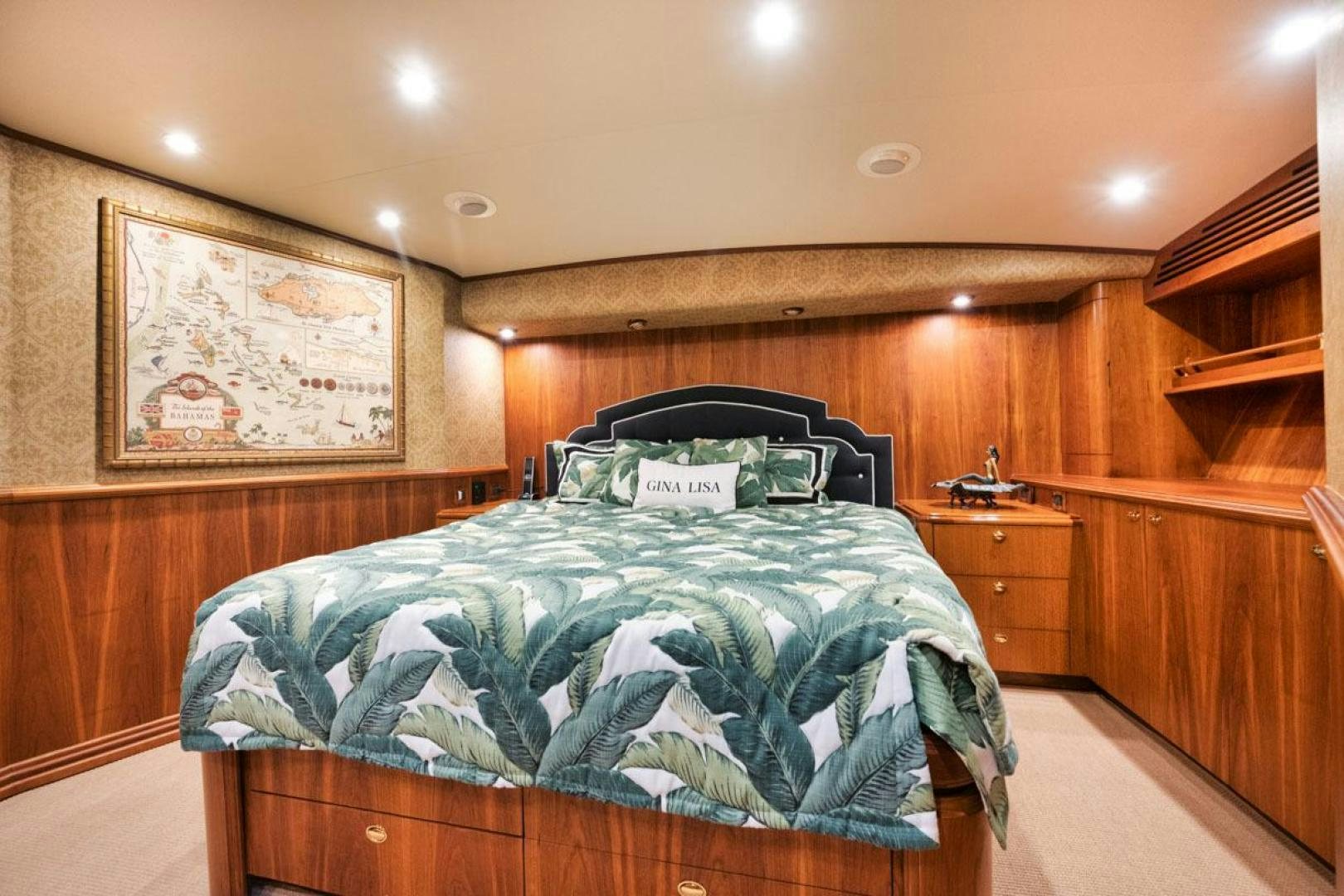 a bed in a room aboard Gina Lisa Yacht for Sale