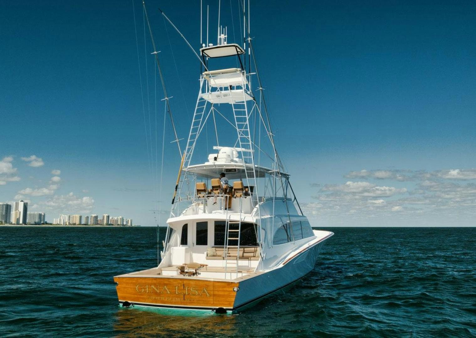 a boat in the water aboard Gina Lisa Yacht for Sale