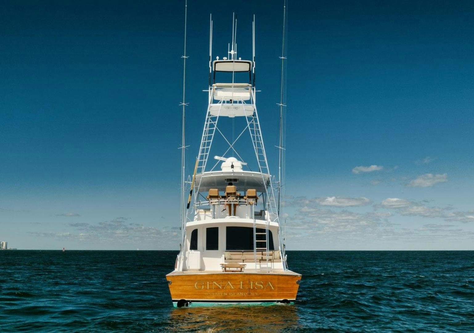 a boat in the water aboard Gina Lisa Yacht for Sale