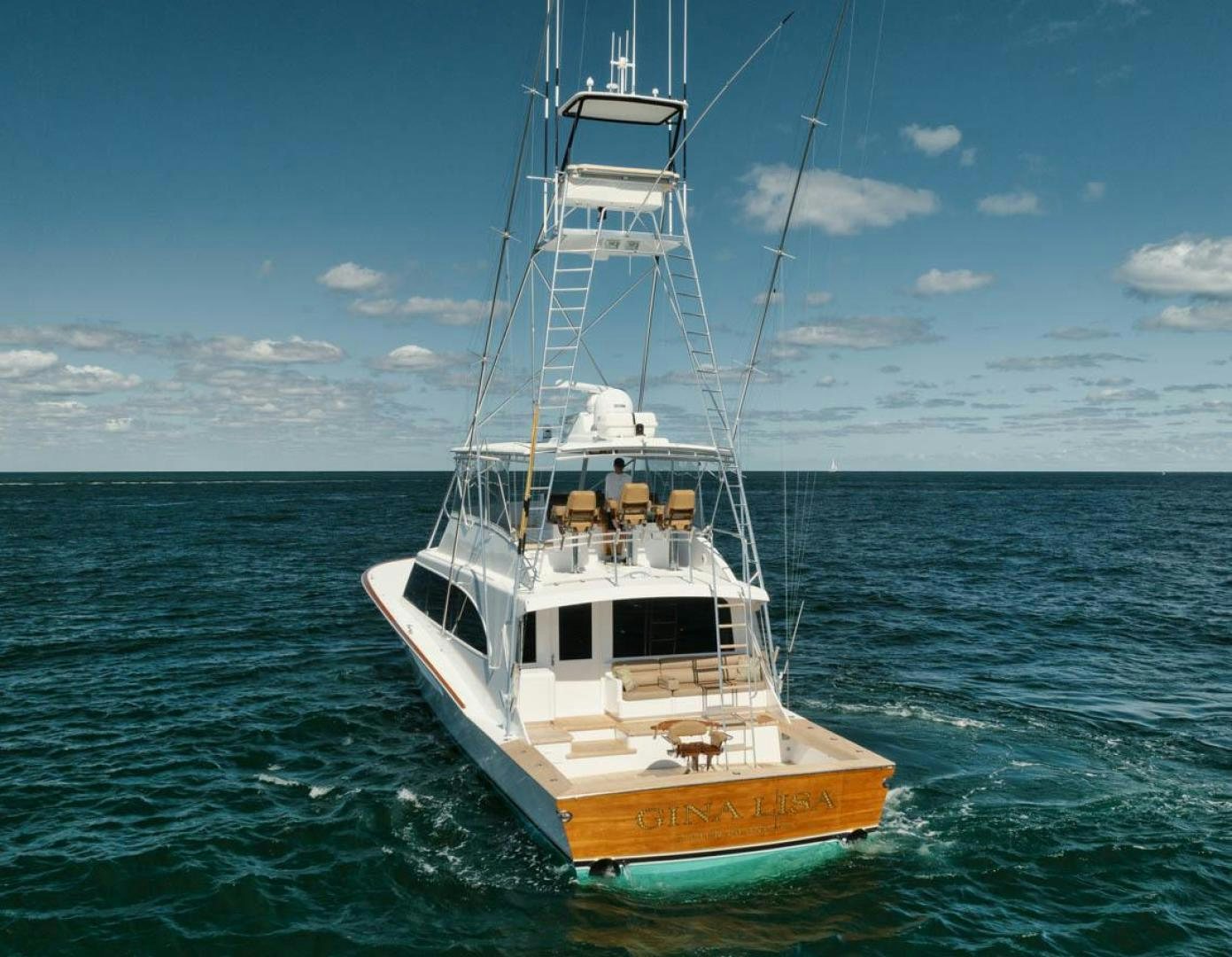 a boat in the water aboard Gina Lisa Yacht for Sale