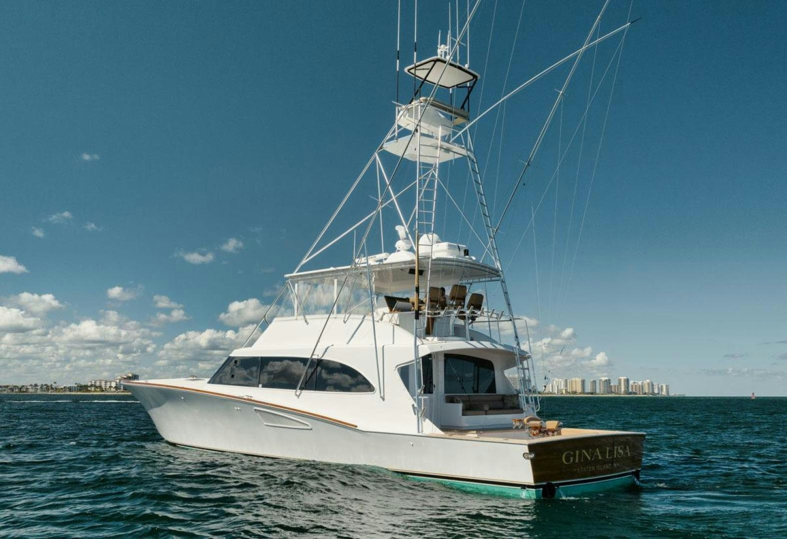 a boat in the water aboard Gina Lisa Yacht for Sale