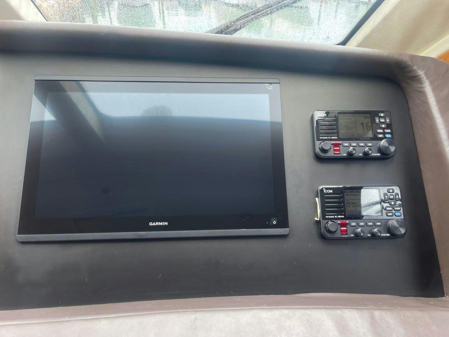a black television with a white screen aboard ROFO Yacht for Sale