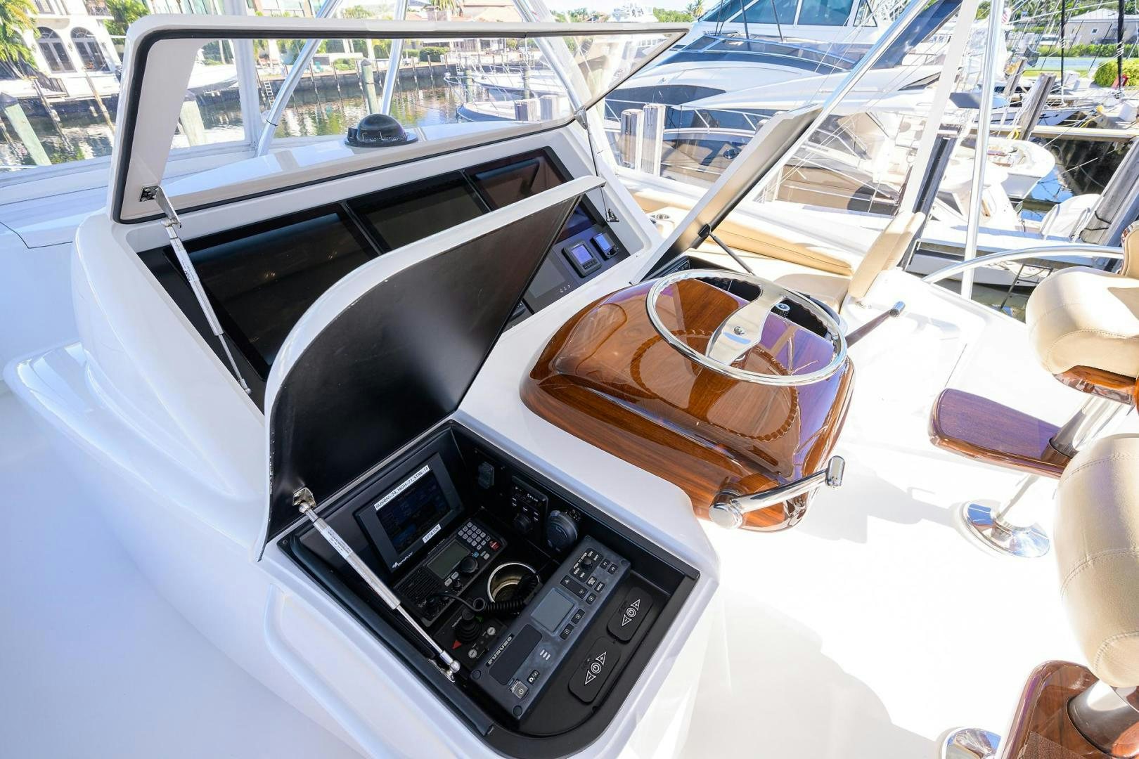 the interior of a car aboard TORO Yacht for Sale