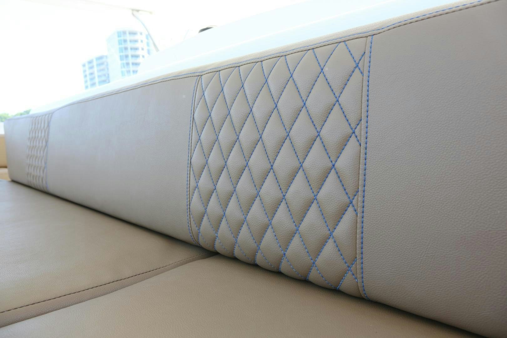 a blue and white drawing aboard LUCILLE Yacht for Sale