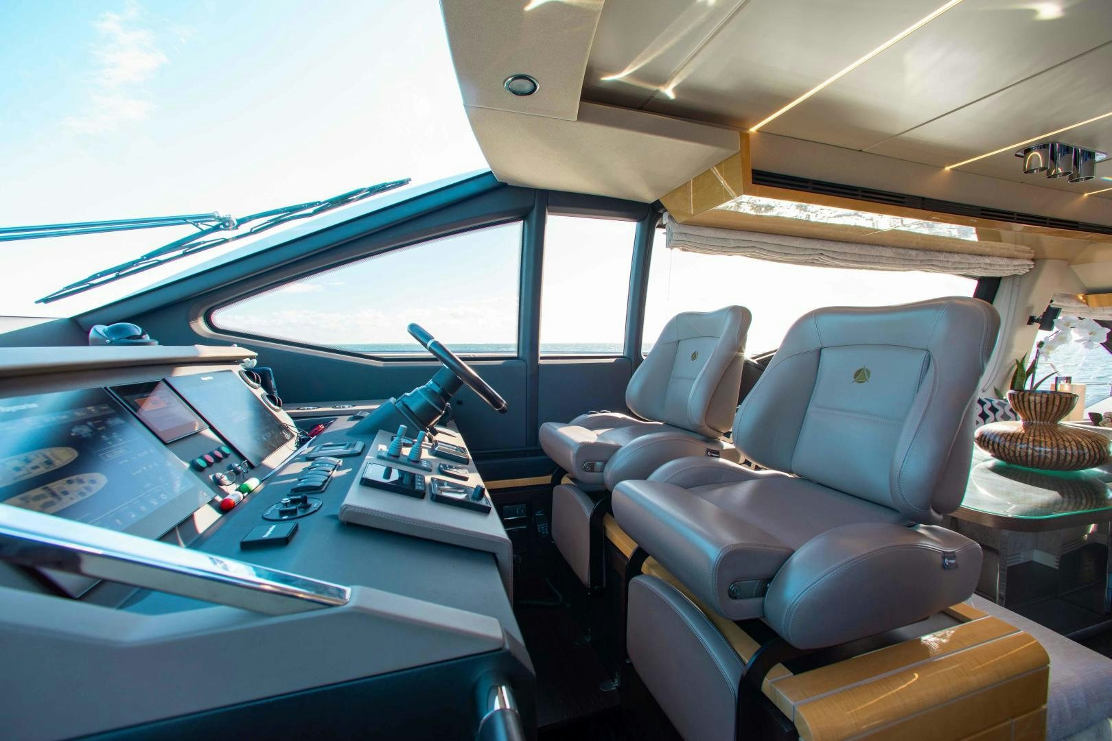 inside of a car aboard Queen Mara Yacht for Sale